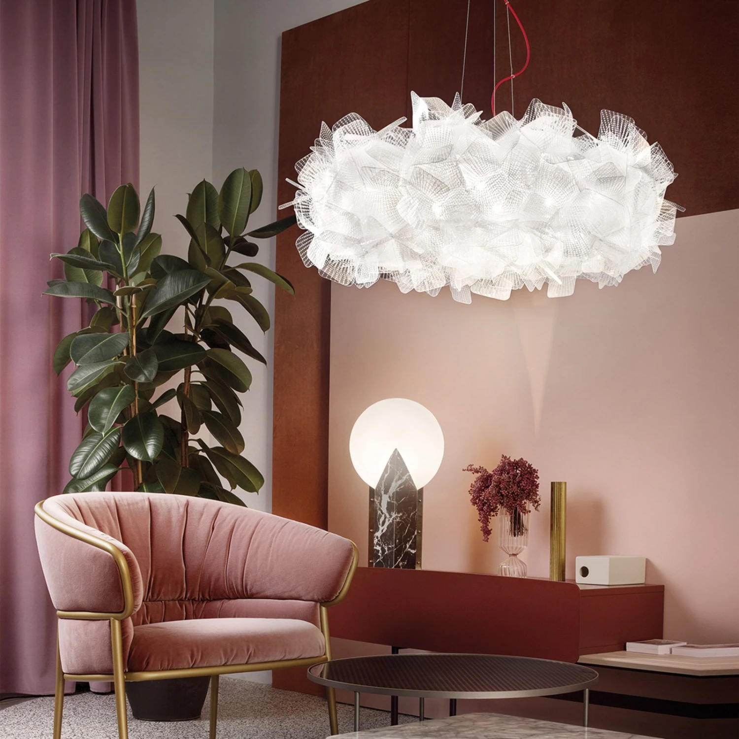 Slamp Clizia Pixel Hängelampe, Kabel rot, Ø 78 cm Slamp Clizia Pixel Hängelampe, Kabel Rot, Ø 78 Cm -Slamp 8503345 1